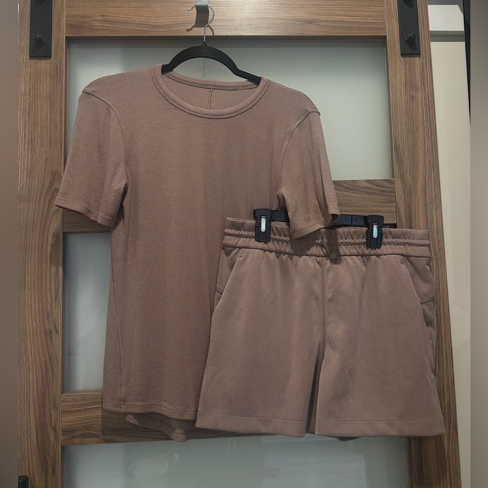 Bundle! Lululemon athletica Brown Short Sleeve Top & Matching Shorts Set